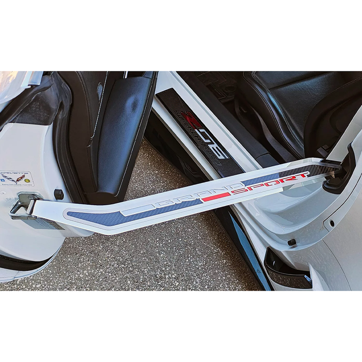 Corvette Door Prop Stainless w/ Real Carbon Fiber Insert - 2017-2019 C7 Grand Sport