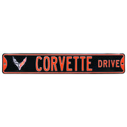 C8 Corvette Drive Crossed-Flag Emblem - Metal Sign : Black,Signs & Flags