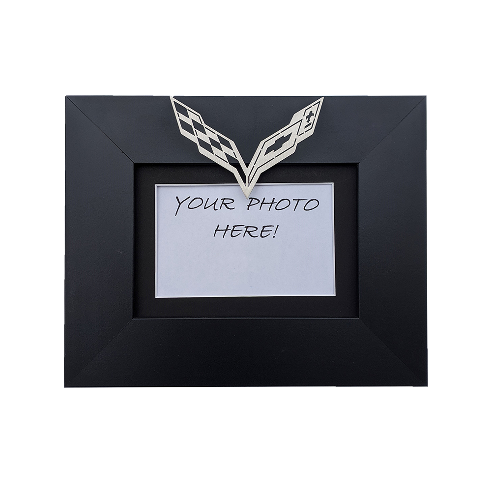 2014-2019 C7 Stingray, Z51Corvette Stingray Photo Frame w/Brushed Stainless Steel Flag Emblem :,Signs & Flags