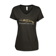 C8 Corvette Ladies Racing Gesture T-Shirt : Black,T-shirts