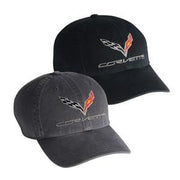 C7 Corvette Logo Premium Garment Washed Cap : Black or Charcoal,Apparel