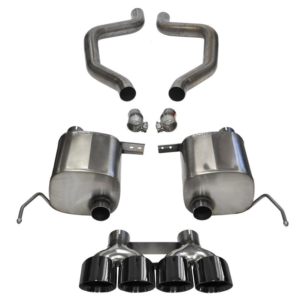 Corsa Corvette Exhaust (14768BLK): Quad 4.50" Round Black Tips Sport Axle-Back, Quad Center Rear Exit Exhaust System For C7 Corvette Z06,Exhaust