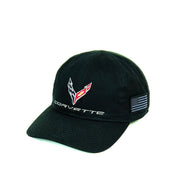 C8 Corvette Next Generation Tactical Hat with USA Flag - Black,Hats