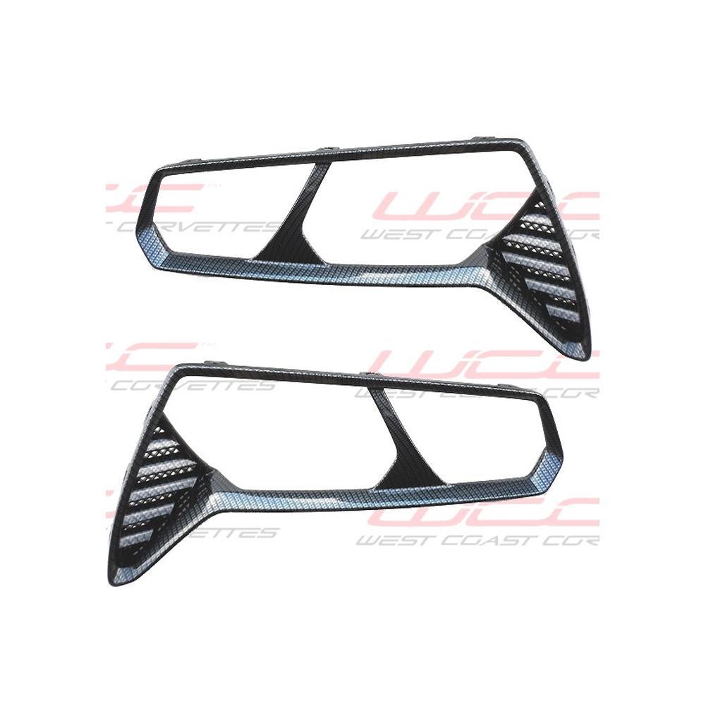 Corvette 2014 C7 Hydro Carbon Fiber Taillight Bezels – Smooth Finish – 2pc Kit,0