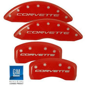 Corvette Brake Caliper Cover Set (4) : 2005-2013 C6 only,[Red With Silver,Brakes