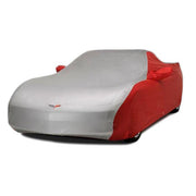 Corvette Car Cover - Two Tone with C6 Embroidered Logo (05-13 C6) - Red/Silver,Car Care
