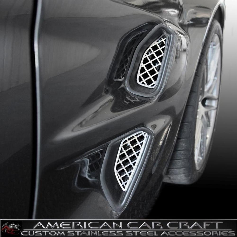 Corvette Front Fender Duct Grille Overlay - Laser Mesh Stainless Steel : 2009-2013 ZR1,Exterior