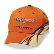 Corvette Hat : Orange Racing Flash : 2005-2013 C6 Logo,Apparel
