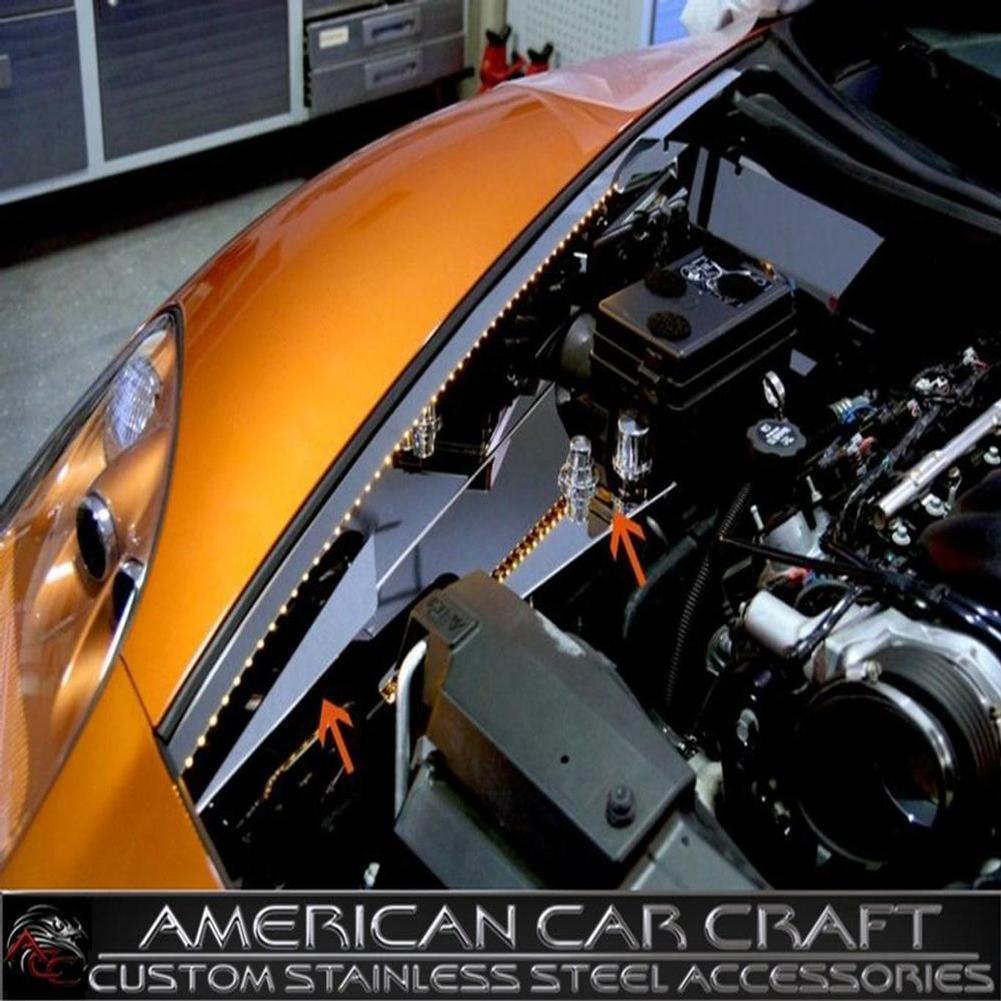 Corvette Inner Fender Liners 8 Pc. Kit (Illuminated) - Polished Stainless Steel : 2005-2013 C6,Z06,Grand Sport,Engine