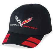 Corvette Logo Flag w/Stripe Hat/Cap - Black : C7 Grand Sport,Apparel
