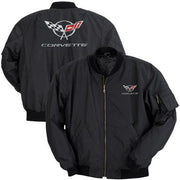 Corvette Men's Jacket Aviator Black with C5 Logo (97-04 C5),Apparel