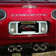 Corvette Rear Tag Frame - Laser Mesh Stainless Steel : 1997-2004 C5,Exterior