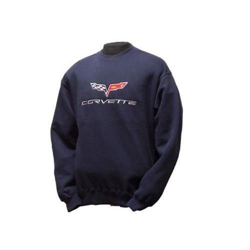 Corvette Sweatshirt Fleece Embroidered with C6 Logo - Navy Blue (05-13 FREE  Shipping