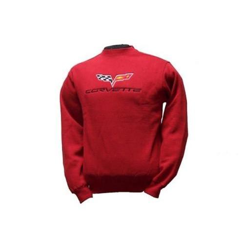 Corvette Sweatshirt Fleece Embroidered with C6 Logo - Red (05-12 C6)