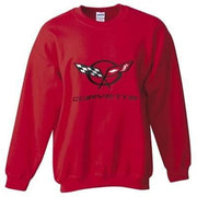Corvette Sweatshirt Fleece with C5 Logo - Red (97-04 C5),Apparel