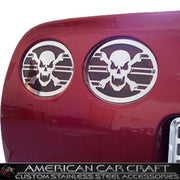 Corvette Taillight Grilles Skull Style 4 Pc. Set - Polished Stainless Steel : 1997-2004 C5 & Z06,Exterior