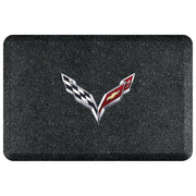 C7 Stingray: Corvette Premium Garage Floor Mat with Crossed Flags Logo - 32" x 20" - Mosaic Onyx,Accessories
