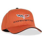 Corvette Hat - Exterior Color Matched with C6 Logo : 2005-2013 C6,[Daytona Sunset Orange,Apparel