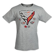 NEXT GEN CORVETTE 8 GENERATIONS BADGE T-SHIRT : GRAY,T-shirts