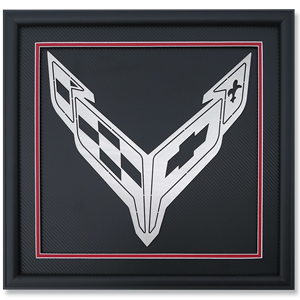 Next Generation C8 Corvette Crossed Flag Emblem Shadow Box,Home & Office