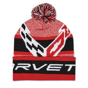 Next Generation Corvette Knitted Beanie : Red/Black,Hats