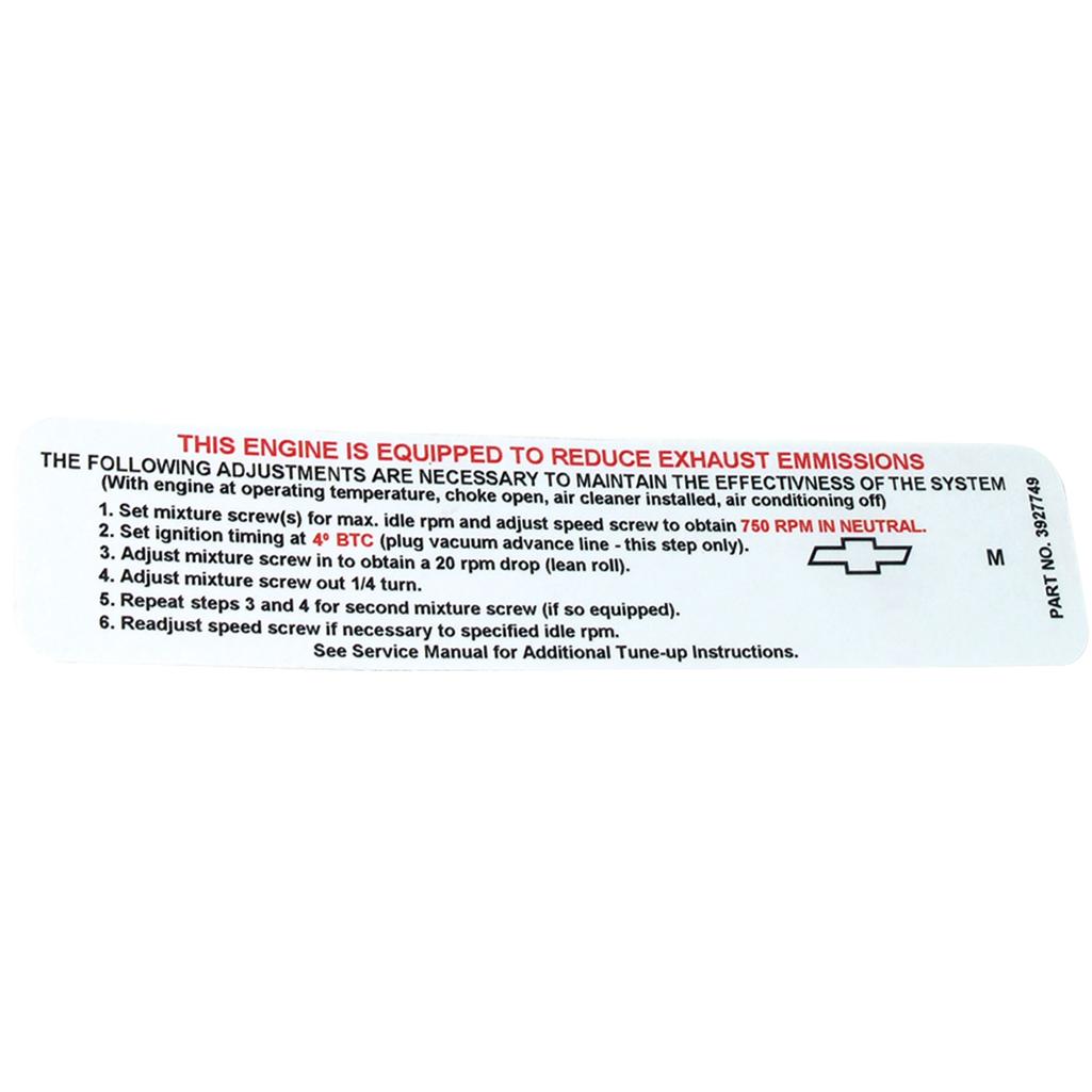 1968 Corvette C3 Label, Emission 400 & 435 Horsepower Manual