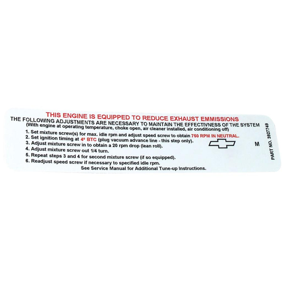 1968 Corvette C3 Label, Emission 400 & 435 Horsepower Manual