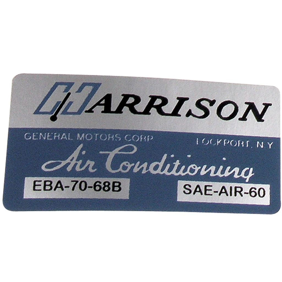 1968 Corvette C3 Decal, Air Conditioner Foil Plate