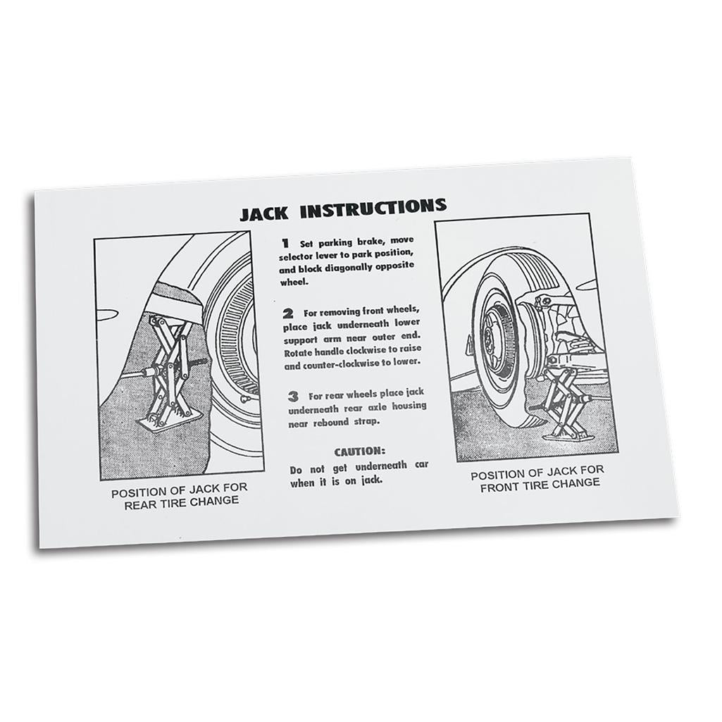 1953-1960 Corvette C1 Decal, Jacking Instruction