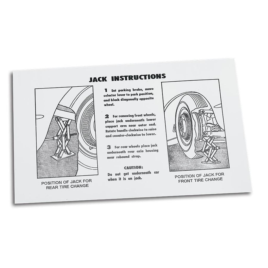 1953-1960 Corvette C1 Decal, Jacking Instruction