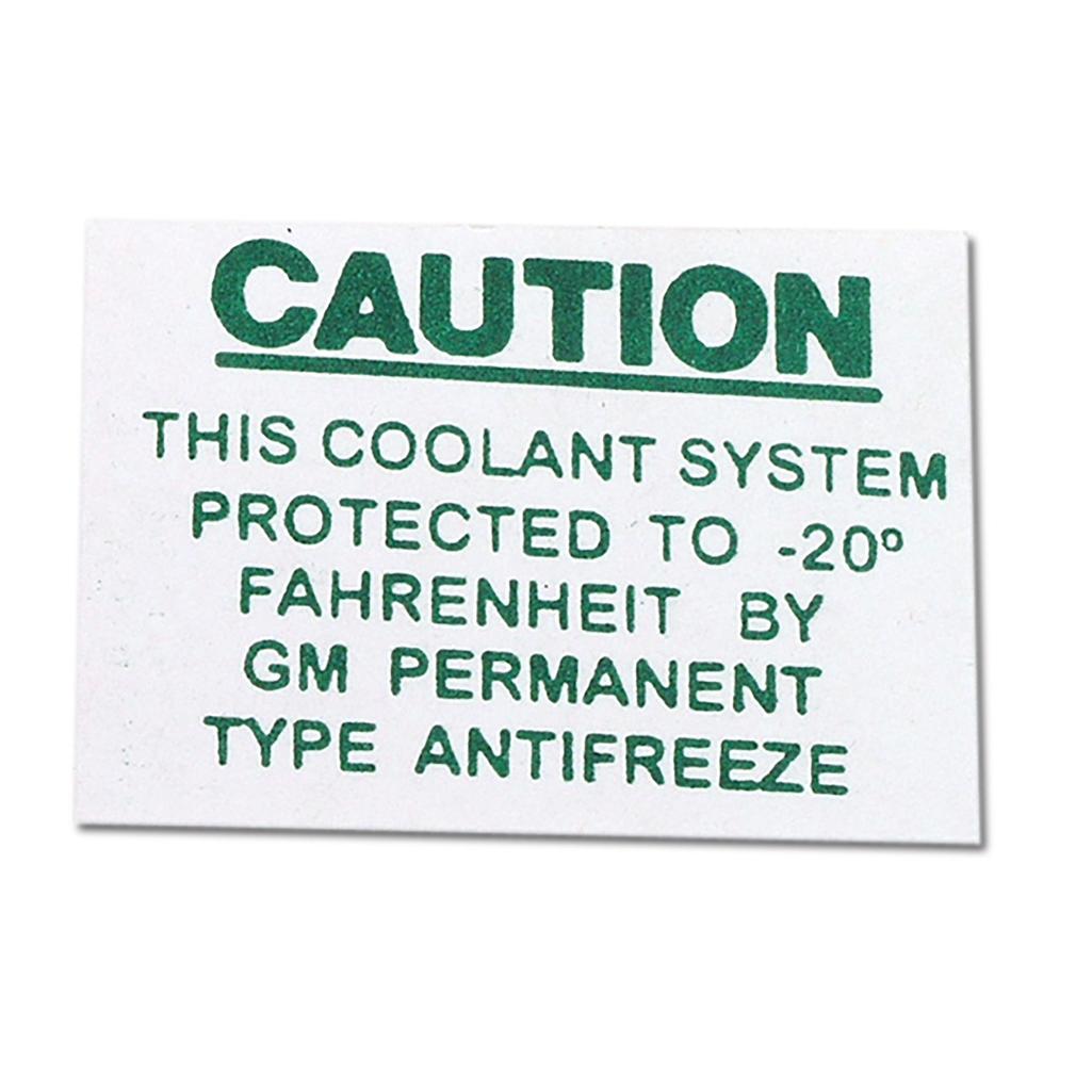 1955-1962 Corvette C1 Decal, Caution - 55-57 On Radiator/61-62 On Expansion Tank