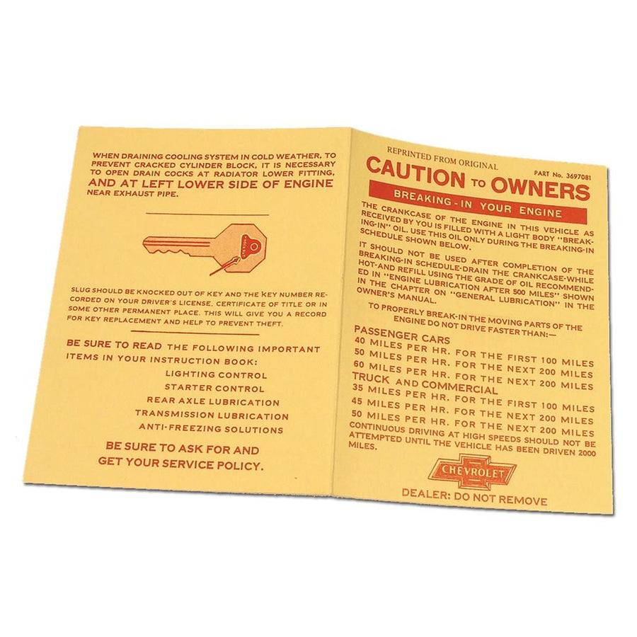 1956-1960 Corvette C1 Card, Engine Break-In