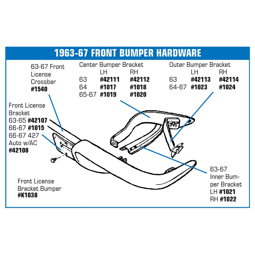 C2 1963-1967 Corvette Front Bumper Bracket - Inner Right Hand