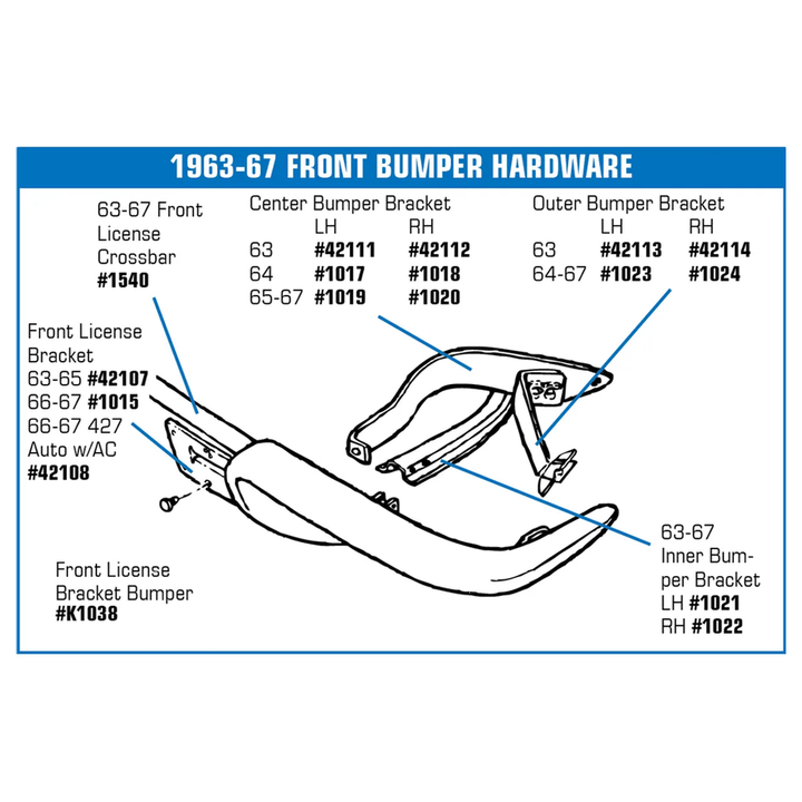 C2 1963-1967 Corvette Front Bumper Bracket - Inner Right Hand