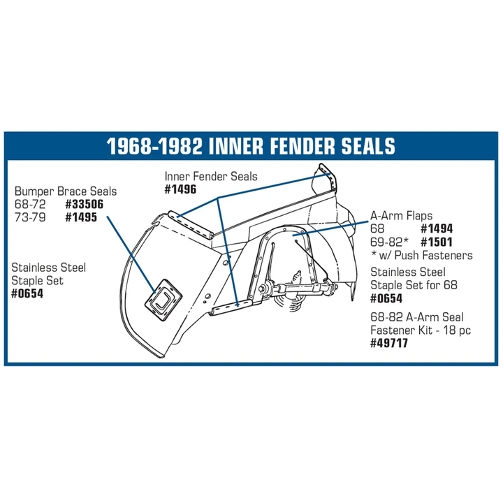 1968-1982 Corvette C3 A-Arm Dust Covers W/Fasteners 68L