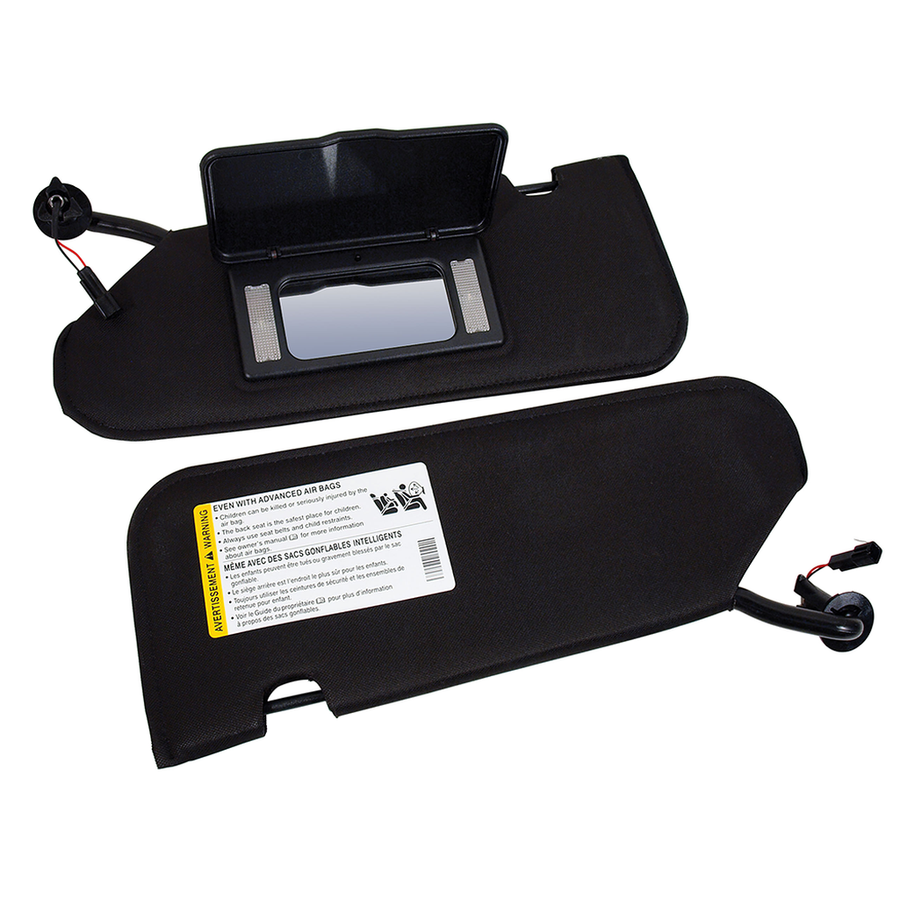 C6 Corvette Replacement Sun Visor Set W/ Lighted Mirrors- Black : 200-2013 C6