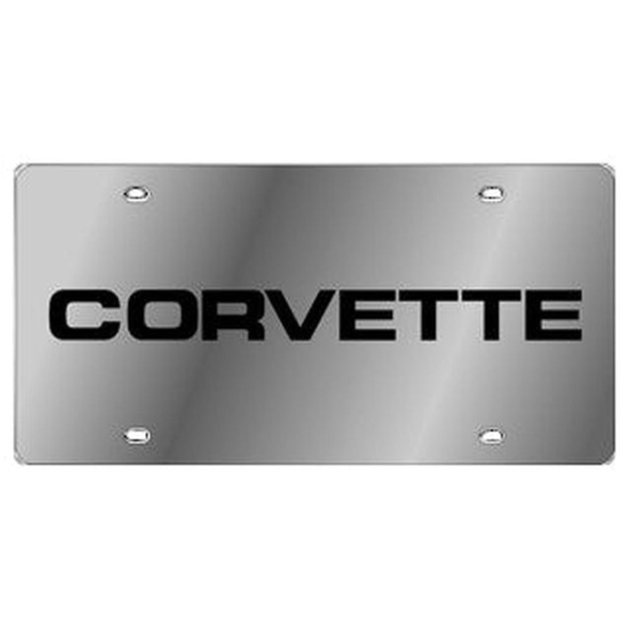 1984-1996 Corvette C4 License Plate - C4 Lettering - Stainless Steel Polished
