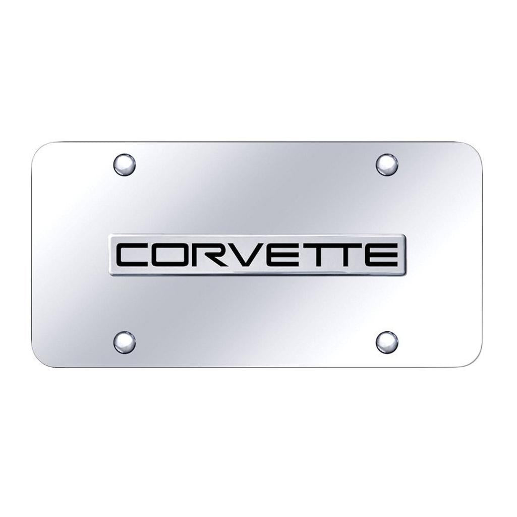 1984-1996 Corvette C4 C4 Corvette Script on Chrome License Plate - Chrome With Script