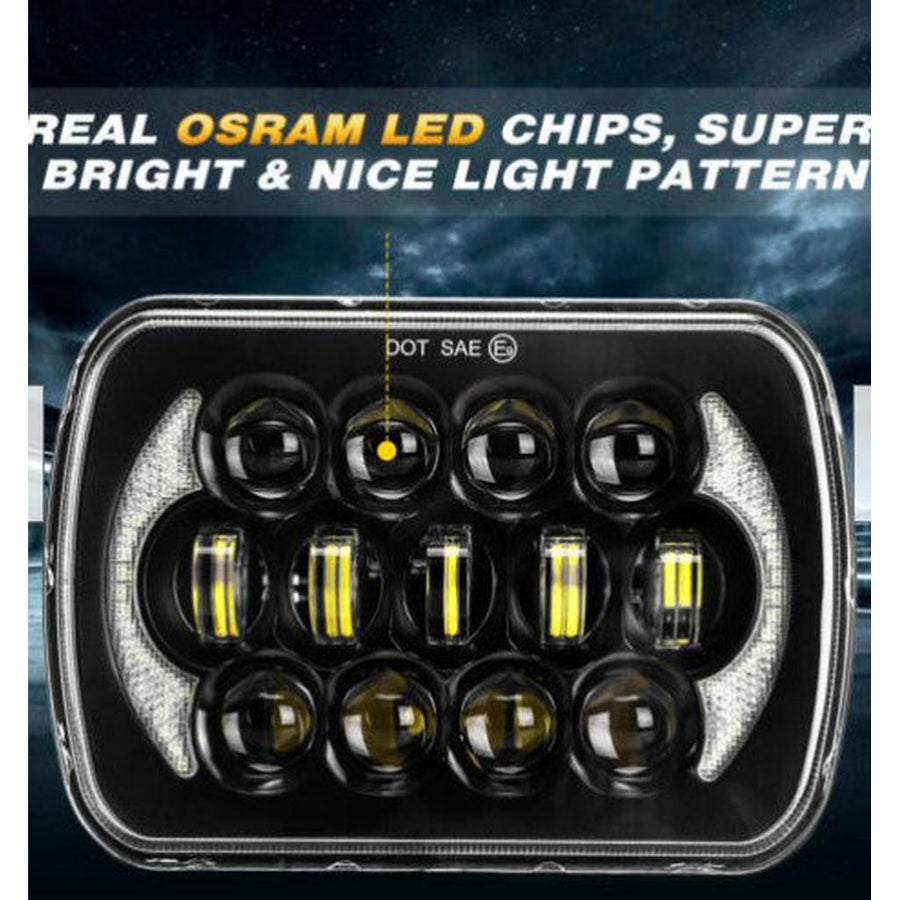 1984-1996 Corvette C4 120W Osram LED Headlight Hi-Lo Beam Halo DRL - Pair