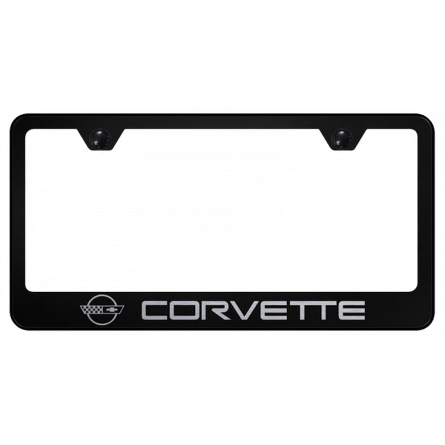 1984-1996 Corvette C4 License Plate Frame W/Laser Etched Logo - Black