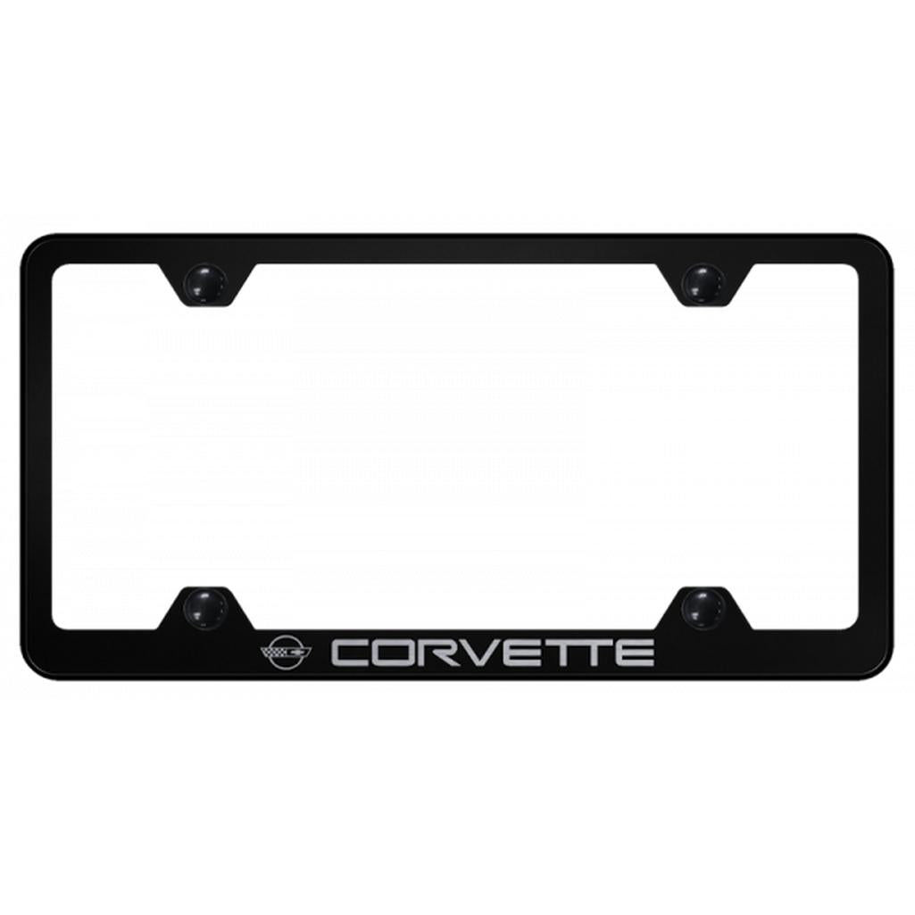 1984-1996 Corvette C4 Wide Body License Plate Frame W/Laser Etched Logo - Black