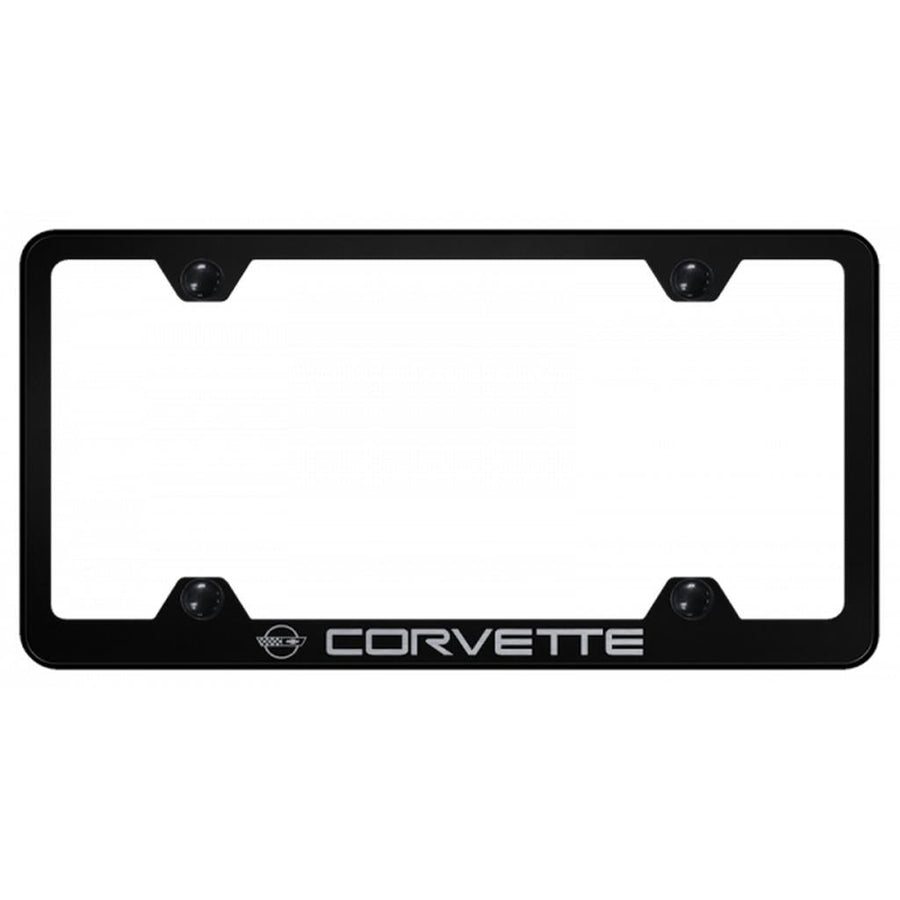 1984-1996 Corvette C4 Wide Body License Plate Frame W/Laser Etched Logo - Black