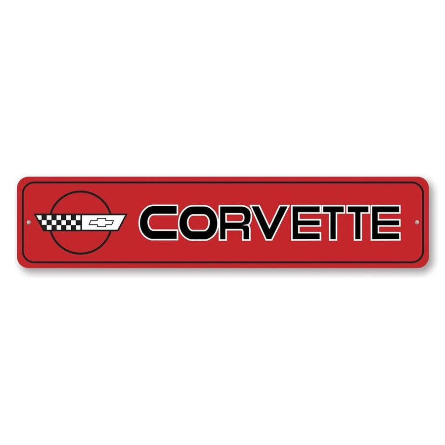 1984-1996 Corvette C4 Crossed Flags Sign - 4x18in