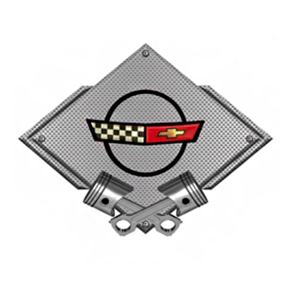 1984-1996 Corvette C4 Metal Carbon Fiber Style Signs - C4 Logo - Black