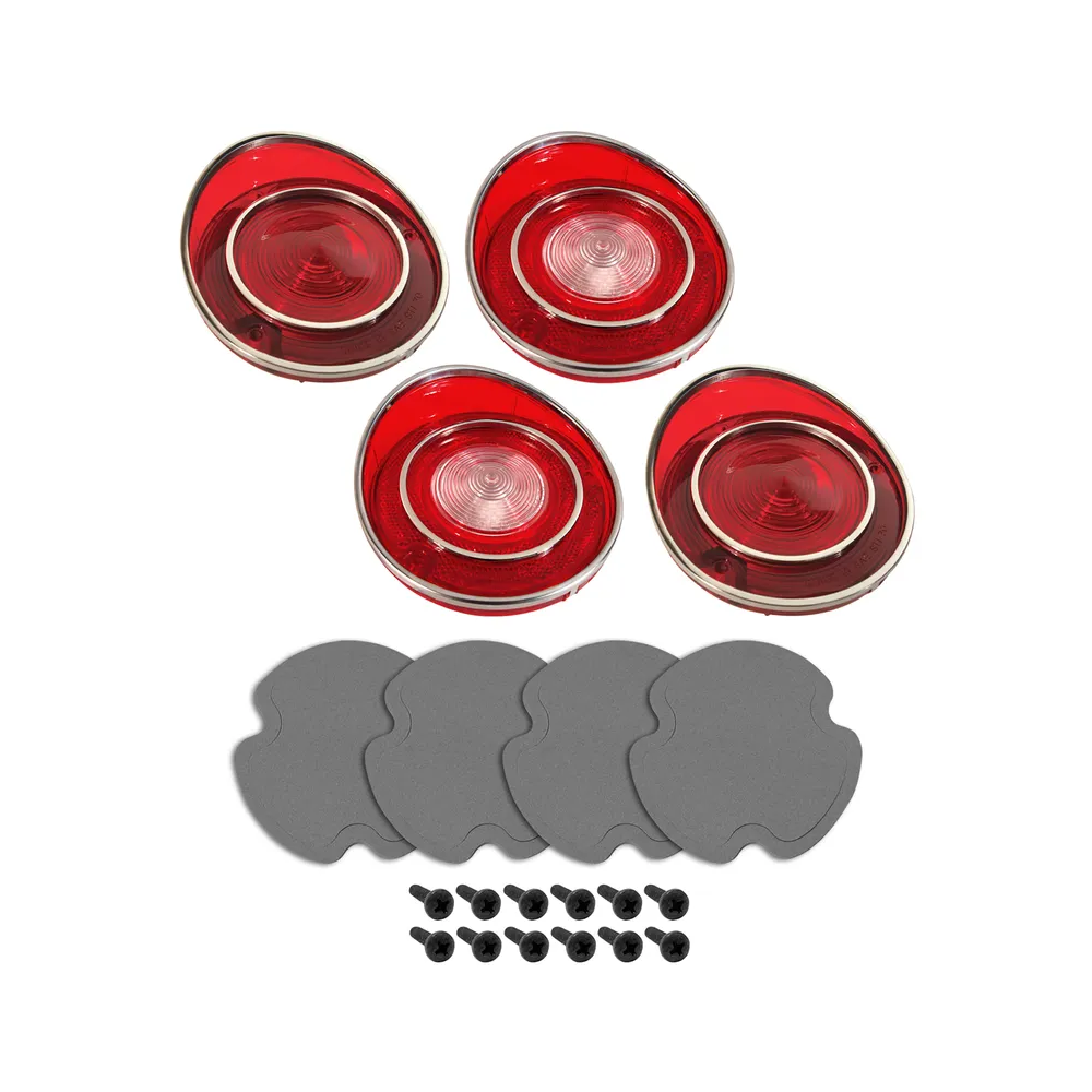 1970-1971 Corvette C3 Tail Light & Back-Up Lens Kit W/Gaskets & Screws - 4Pc