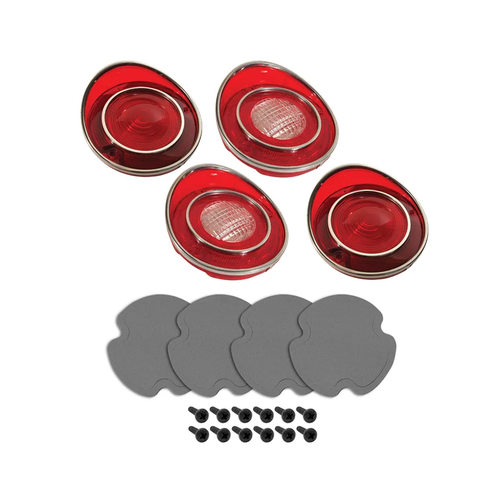1971-1973 Corvette C3 Tail Light & Back-Up Lens Kit W/Gaskets & Screws - 4Pc