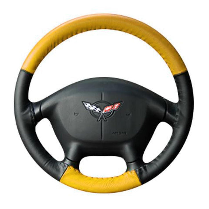 C4 1994-1996 Corvette Leather Steering Wheel Cover - Yellow/Black