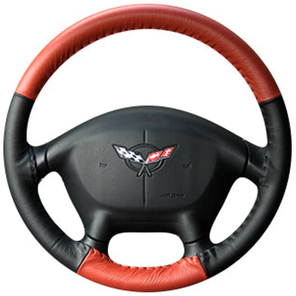 C4 1994-1996 Corvette Leather Steering Wheel Cover - Torch Red/Black