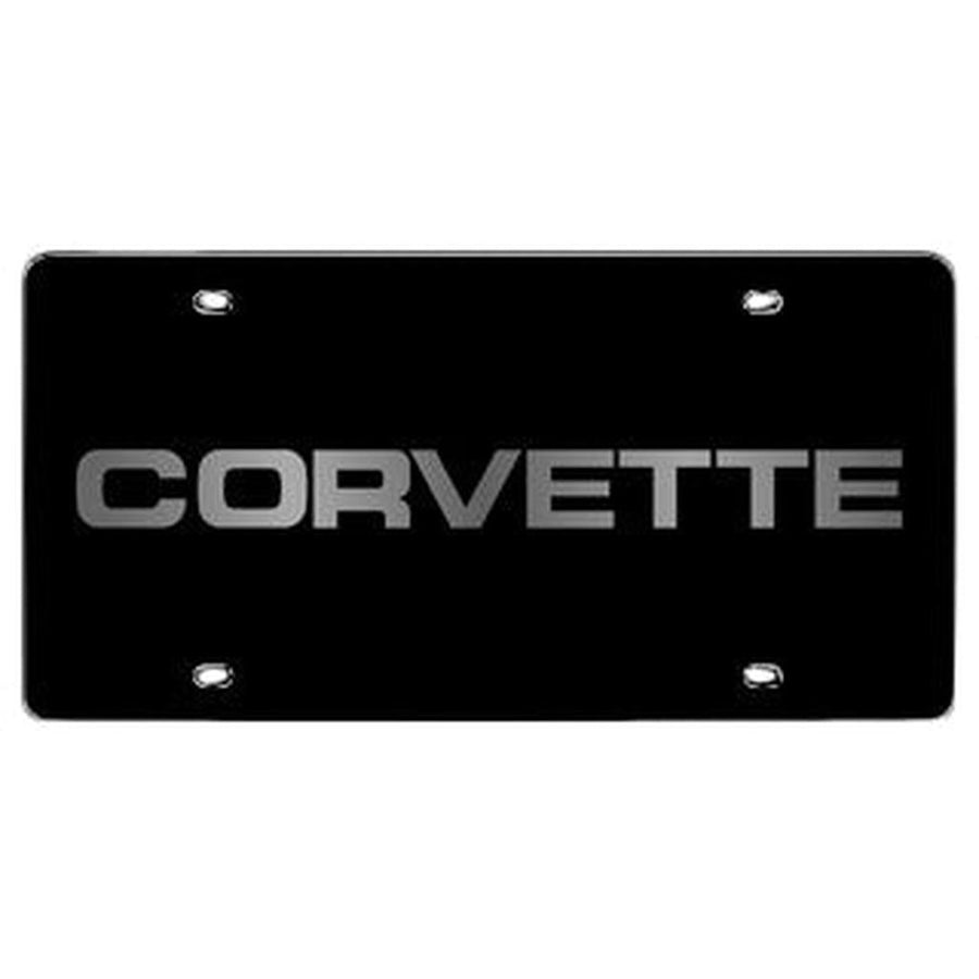 1984-1996 Corvette C4 License Plate - C4 Lettering - Black