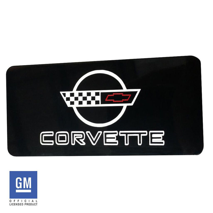 1990-1996 Corvette C4 Information Center Cover Plate - Cross Flag Logo & Corvette Script